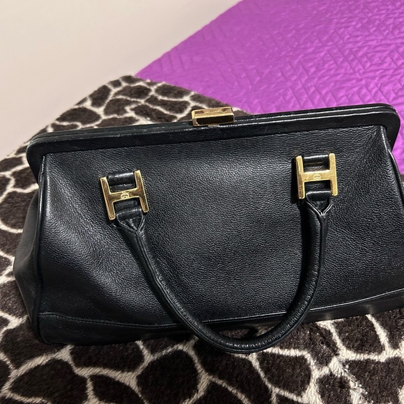 MCM Black Satchel with Gold Accents - Picture 6 of 9